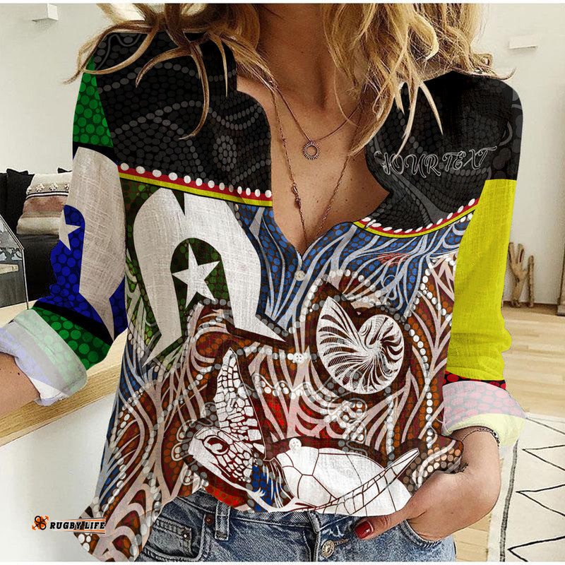 Custom Personalised Aboriginal Woman Casual Shirt Dot In Naidoc Week Style