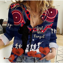 Melbourne Football ANZAC 2023 Women Casual Shirt Demons Aboriginal Mix Poppy Camouflage