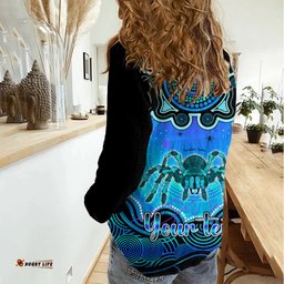 Personalised Australia Scorpio Tarantulas Spider Zodiac Women Casual Shirt Auz Astrology Aboriginal - Aqua