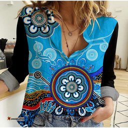 Adelaide Strikers Women Casual Shirt Cricket Indigenous Aboriginal Lizard Version