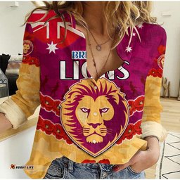 Brisbane Lions Football ANZAC Women Casual Shirt Lest We Forget