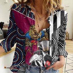 AFL Magpies Combine Lions Women Casual Shirt Together Go Champions 2023