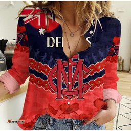 Demons Football ANZAC Women Casual Shirt Lest We Forget