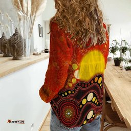 Women Casual Shirt Aboriginal Lives Matter Flag Dot Painting Art