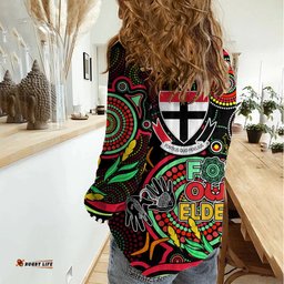 St Kilda Football Aboriginal Art Women Casual Shirt NAIDOC Indigenous Tribal