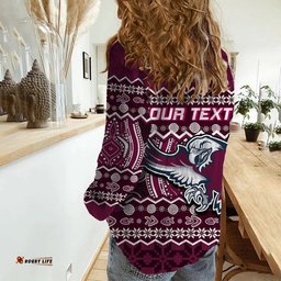 Custom Personalised Manly Warringah Maroon Sea Eagles Christmas Vibe Women Casual Shirt