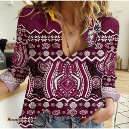 Custom Personalised Manly Warringah Maroon Sea Eagles Christmas Vibe Women Casual Shirt