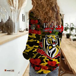 Richmond Tigers Football ANZAC Women Casual Shirt Lest We Forget