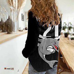Custom Text And Number Redcliffe Dolphins Rugby Women Casual Shirt Simple Black Style
