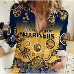 Central Coast Football Women Casual Shirt A League Men Mariners 2004 Indigenous Gradient Style