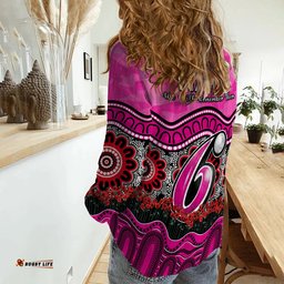 Sixers Cricket ANZAC Women Casual Shirt Sydney Poppy Aboriginal Camouflage