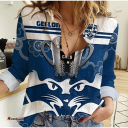 Custom Personalised Cats Football Women Casual Shirt Geelong Premiers 2022 Aboriginal