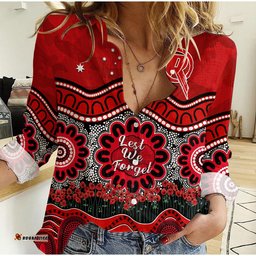 Custom Text And Number Renegades Cricket ANZAC Women Casual Shirt Melbourne Poppy Aboriginal Camouflage
