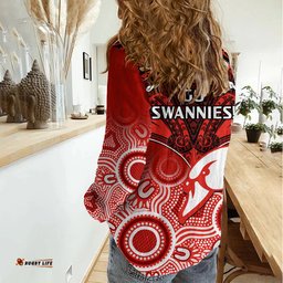 Sydney Swans Football Women Casual Shirt Go Swannies Aboriginal Mix Polynesian Pattern