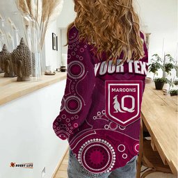 Custom State of Origin NSW Blues Vs QLD Maroon Rugby Women Casual Shirt Maroon Style