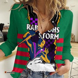 NRL Combine Rabbitohs and Storm Women Casual Shirt
