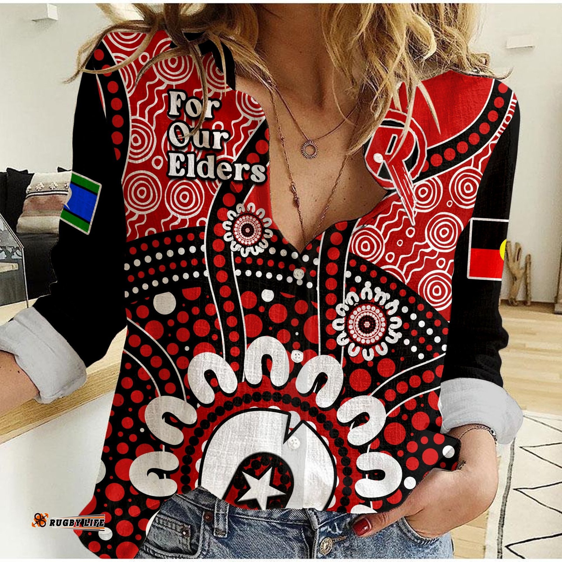 Melbourne Renegades NAIDOC 2023 Women Casual Shirt Indigenous For Our Elders