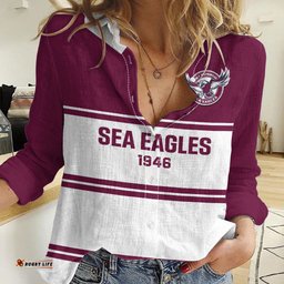 Personalised Sea Eagles Rugby Women Casual Shirt Manly Warringah White Sporty Style
