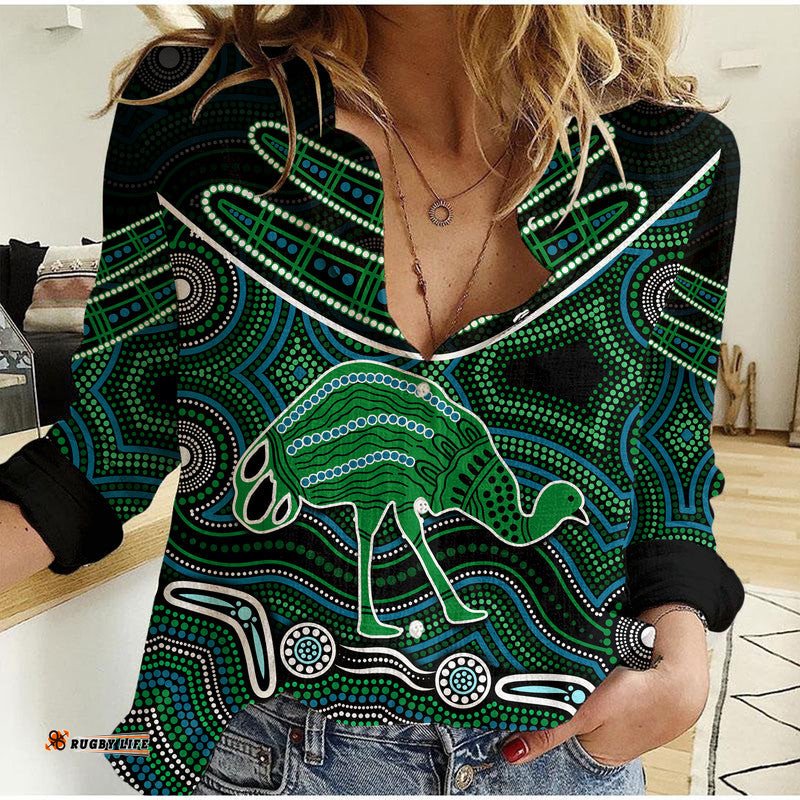 Custom Personalised Emu Aboriginal Boomerang Casual Shirt No.3