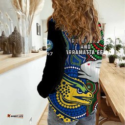 Rabbitohs Mix Eels Rugby Women Casual Shirt Souths And Parra Indigenous