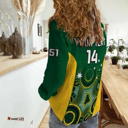 Custom Text And Number Tasmania Cricket 2023 Women Casual Shirt Tigers Sheffield Shield Indigenous