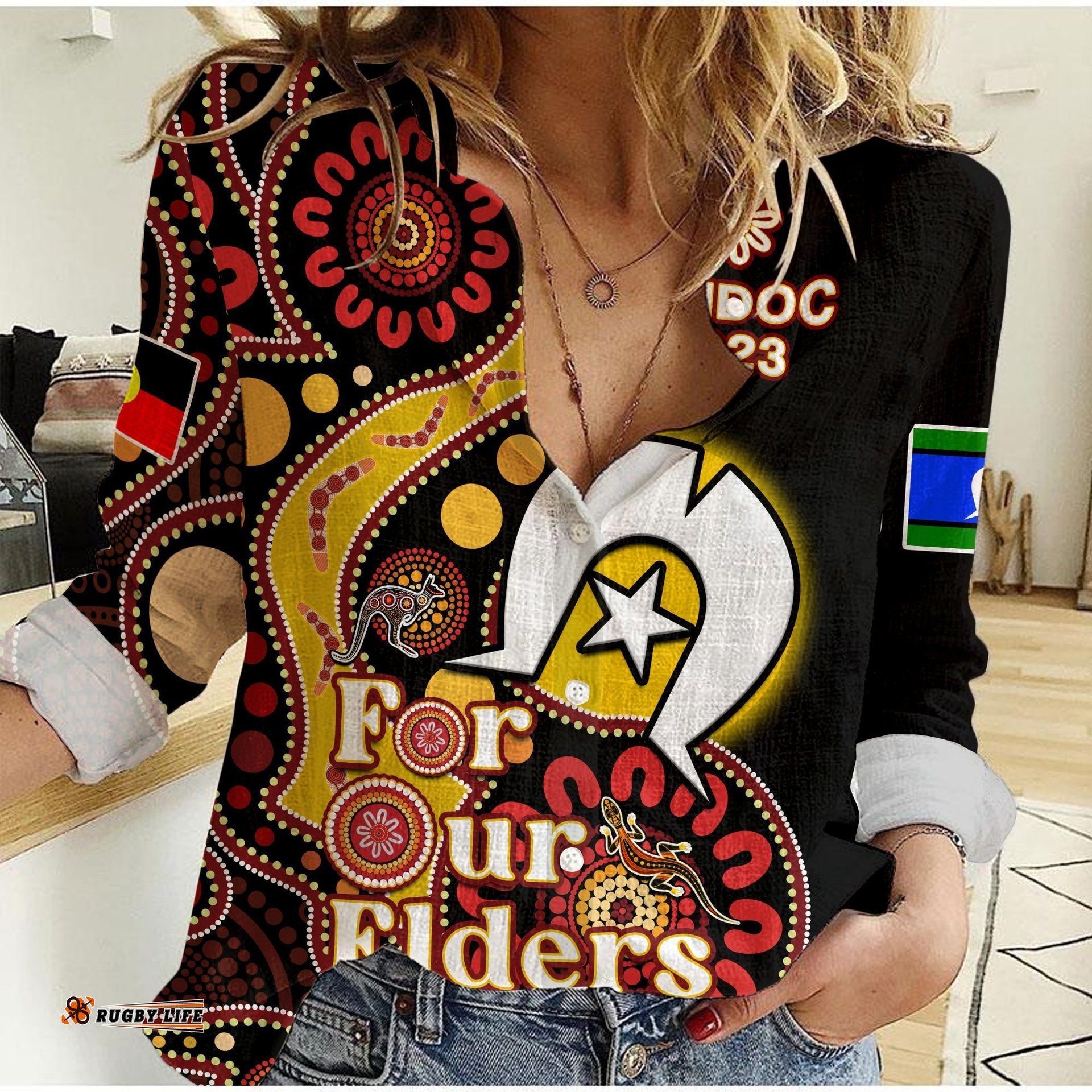 Custom Text And Number Australia NAIDOC Week 2023 Women Casual Shirt Indigenous For Our Elders
