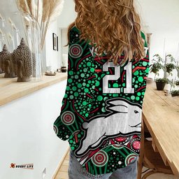 Custom Personalised South Sydney Indigenous Rabbitohs Dot Art Style Women Casual Shirt