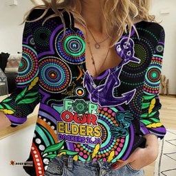 Dockers Football Aboriginal Art Women Casual Shirt NAIDOC Indigenous Tribal