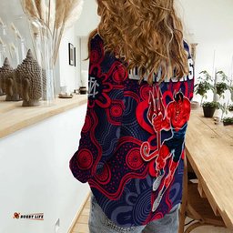 Demons Football 2022 Women Casual Shirt Australian Aboriginal Dot Painting