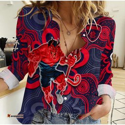 Demons Football 2022 Women Casual Shirt Australian Aboriginal Dot Painting