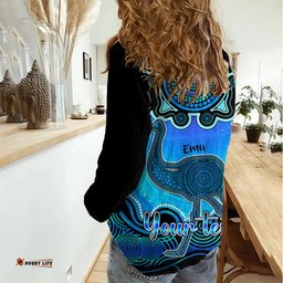 Personalised Australia Aquarius Emu Zodiac Women Casual Shirt Auz Astrology Aboriginal - Aqua