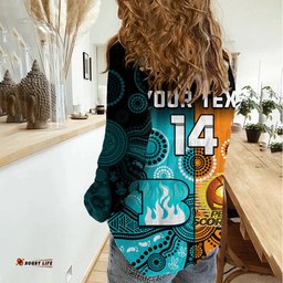 Custom Text And Number Perth Scorchers and Brisbane Heat Cricket Women Casual Shirt Aboriginal Art