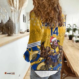 Custom Eagles Football Christmas Women Casual Shirt Merry Xmas 2023 Mix Aboriginal Art