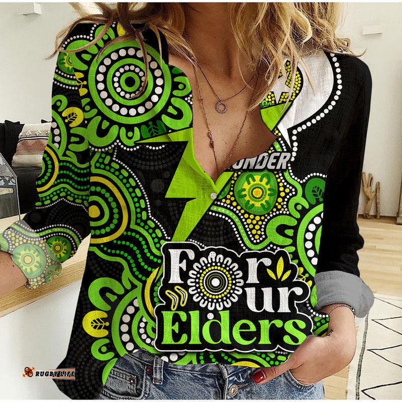 Custom Personalised Sydney Thunder Cricket Women Casual Shirt NAIDOC Torres Strait For Our Elders