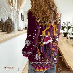 Custom Broncos Rugby Women Casual Shirt Heart Of All Queenland 2023 Christmas Vibe Unique