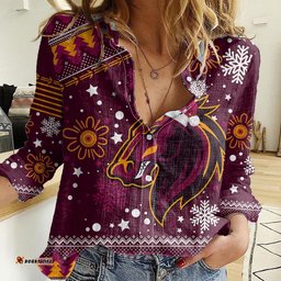 Custom Broncos Rugby Women Casual Shirt Heart Of All Queenland 2023 Christmas Vibe Unique