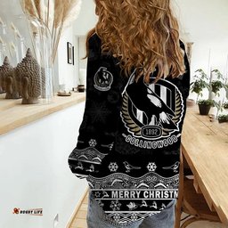 Collingwood Pies Unique Winter Season Women Casual Shirt Magpies Merry Christmas