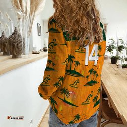 Custom Text And Number Wallabies Australian Rugby Women Casual Shirt Hawaii Style