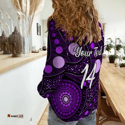 Custom Text and Number Women Casual Shirt Aboriginal Art Ver.05