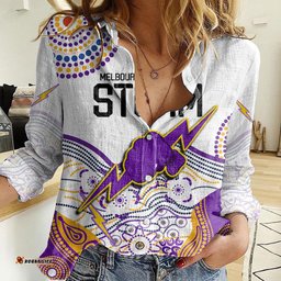 Personalised Melbourne Storm 2023 Women Casual Shirt Special NRL Rugby Indeginous Aboriginal