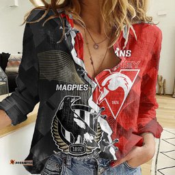 Personalised Collingwood And Swans Football Women Casual Shirt 2023 Together Sporty Style