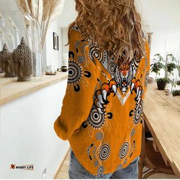 Wests Tiger Rugby Aboriginal Pattern Women Casual Shirt