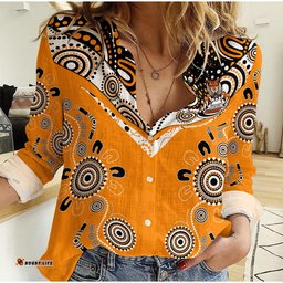 Wests Tiger Rugby Aboriginal Pattern Women Casual Shirt