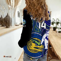Personalised Bulldogs Mix Parramatta Eels Rugby Women Casual Shirt Aboriginal Version
