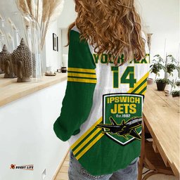 Personalised Australia Rugby Women Casual Shirt Ipswich Jets Est 1982 Sporty Style