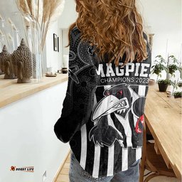 AFL Magpies Champions 2023 Women Casual Shirt Proud Collingwood Aboriginal Vibe