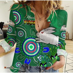 Custom Personalised NAIDOC Rabbitohs 2022 Women Casual Shirt