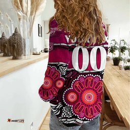 Custom Text And Number Maroons Rugby Women Casual Shirt Aboriginal Queensland State of Origin