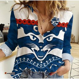 Cats Football ANZAC Women Casual Shirt Geelong Camouflage Poppy Mix Aboriginal