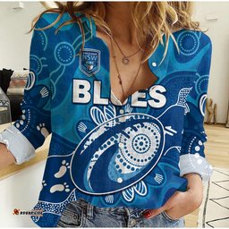 NSW Blues Women Casual Shirt New South Wales Aboriginal Art